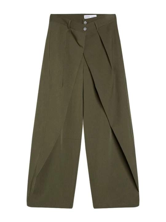 Obrázek produktu Bershka Kalhoty se sklady v pase khaki