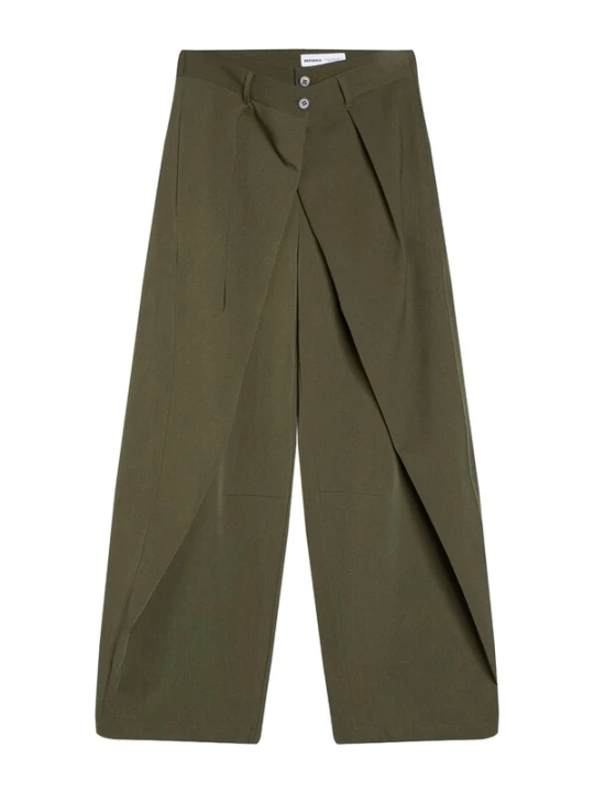 Obrázek produktu Bershka Kalhoty se sklady v pase khaki