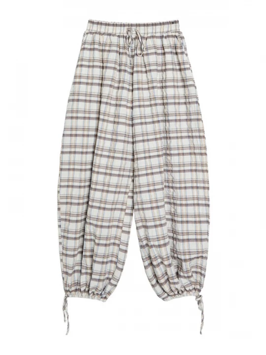 Obrázek produktu Bershka Kalhoty světlemodrá / čokoládová / tmavě oranžová / bílá