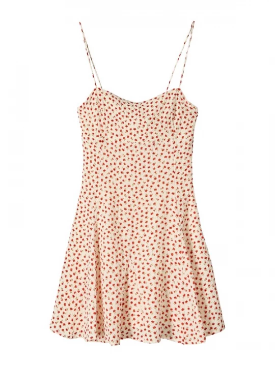 Obrázek produktu Bershka Letní šaty béžová / khaki / jasně červená