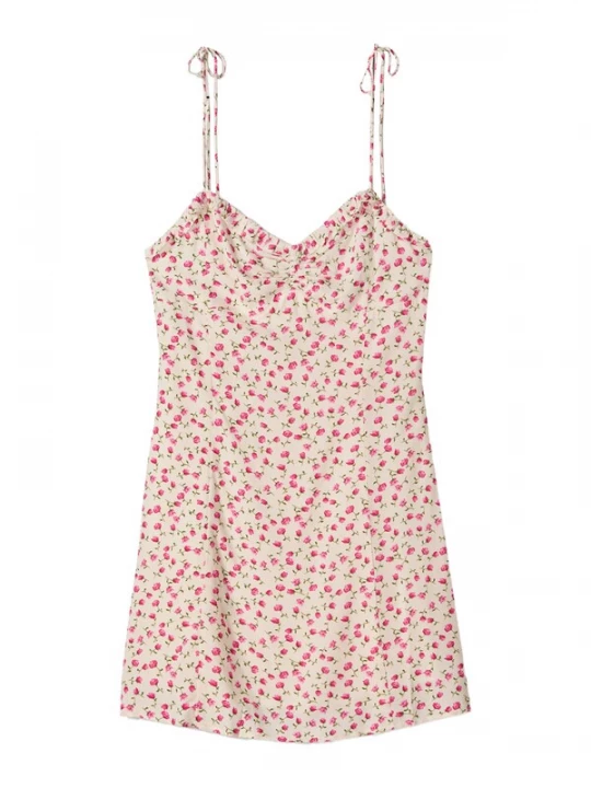 Obrázek produktu Bershka Letní šaty krémová / olivová / pink / světle růžová