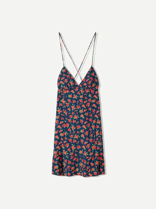 Obrázek produktu Bershka Letní šaty námořnická modř / zelená / světle červená