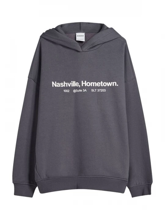 Obrázek produktu Bershka Mikina tmavě šedá / bílá