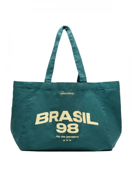 Obrázek produktu Bershka Nákupní taška 'BRASIL' světle žlutá / smaragdová