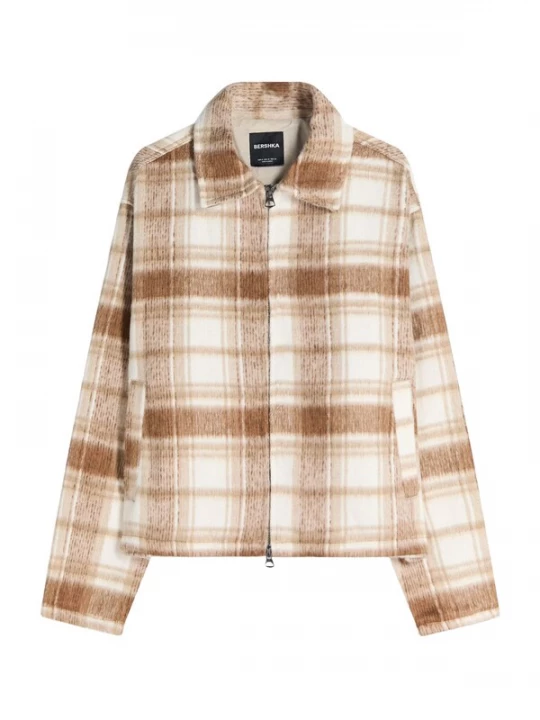 Obrázek produktu Bershka Přechodná bunda hnědá / cappuccino / bílá