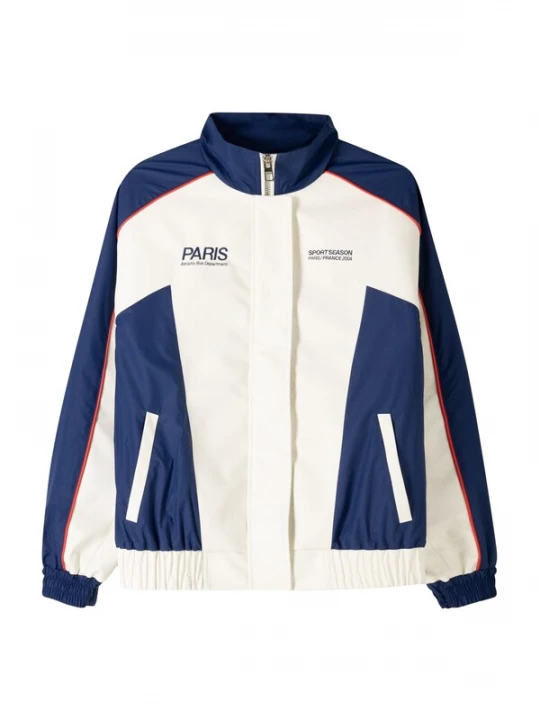 Obrázek produktu Bershka Přechodná bunda marine modrá / červená / offwhite