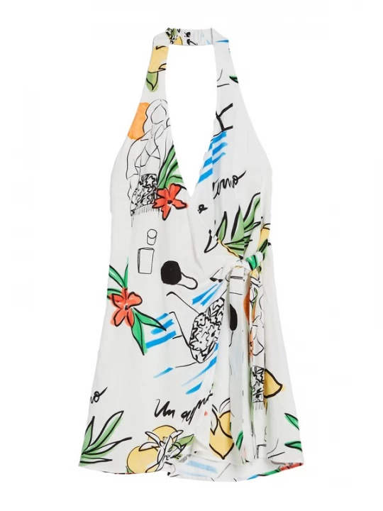 Obrázek produktu Bershka Šaty modrá / zelená / oranžová / bílá