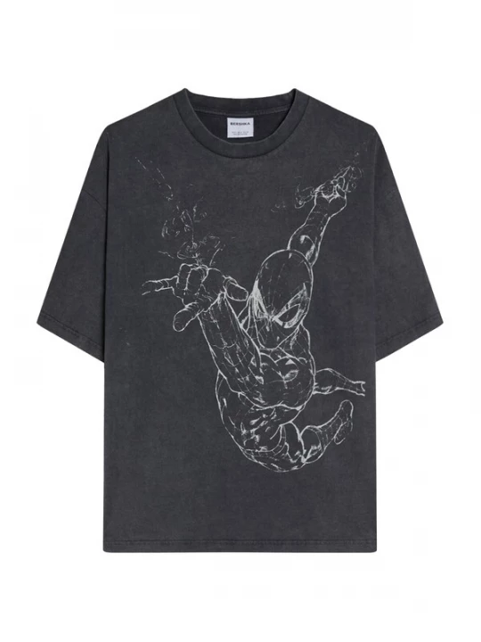 Obrázek produktu Bershka Tričko antracitová / světle šedá
