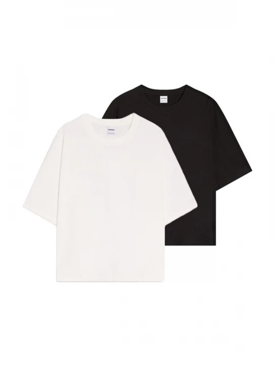 Obrázek produktu Bershka Tričko černá / barva bílé vlny