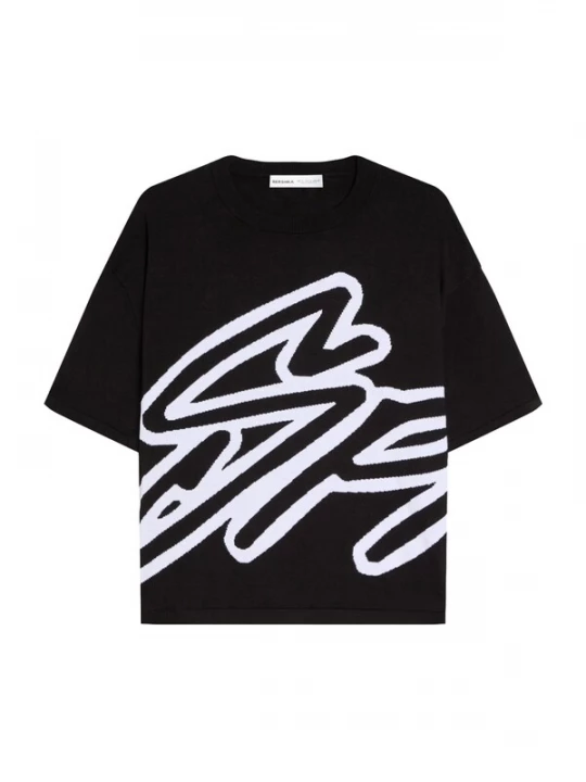 Obrázek produktu Bershka Tričko černá / bílá