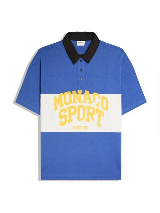 Obrázek produktu Bershka Tričko 'CLUB MONACO' modrá / žlutá / černá / bílá