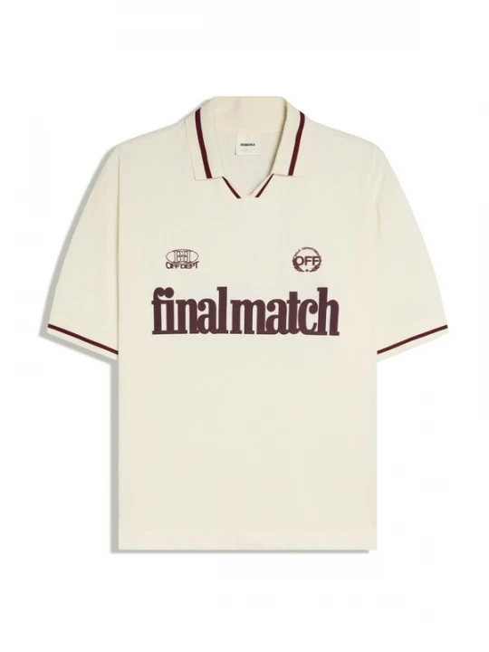 Obrázek produktu Bershka Tričko 'FINAL MATCH' krémová / tmavě hnědá