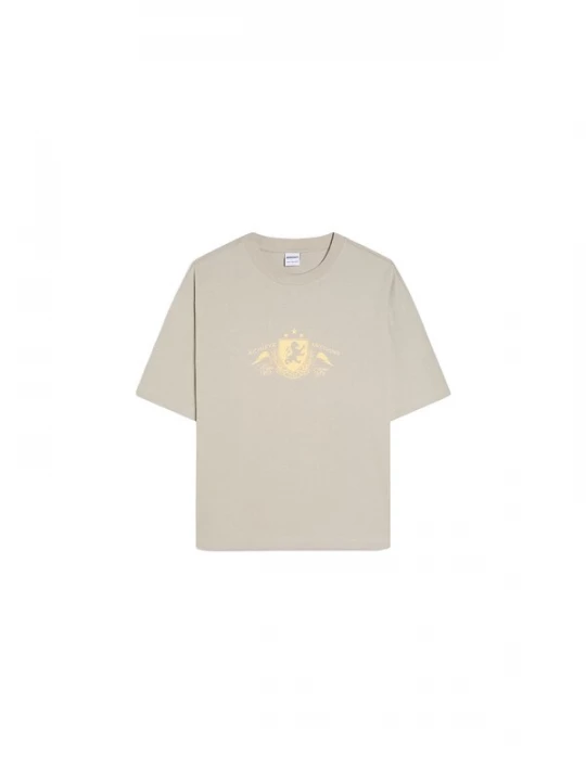 Obrázek produktu Bershka Tričko 'HERALDIC' světle žlutá / šedobéžová