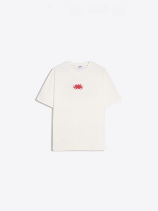 Obrázek produktu Bershka Tričko 'PARADISE CLUB' karmínově červené / bílá