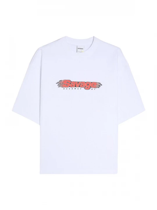 Obrázek produktu Bershka Tričko 'SAVAG' světle červená / černá / bílá