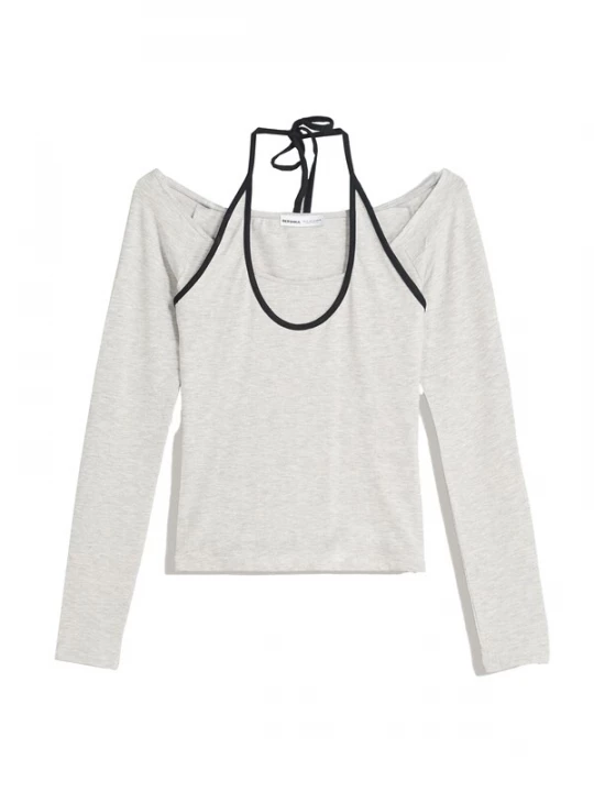 Obrázek produktu Bershka Tričko světle šedá / černá