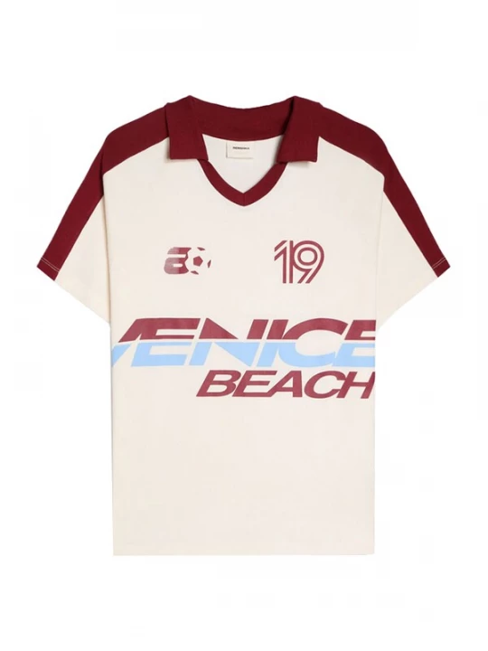 Obrázek produktu Bershka Tričko světlemodrá / burgundská červeň / vínově červená / offwhite