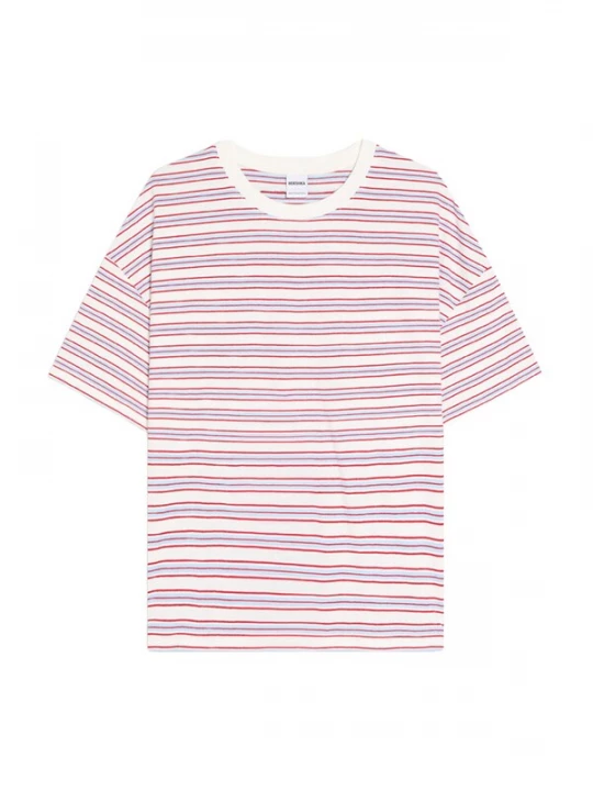 Obrázek produktu Bershka Tričko světlemodrá / karmínově červené / bílá