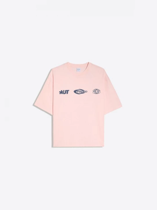 Obrázek produktu Bershka Tričko tmavě modrá / tmavě oranžová / růžová / starorůžová