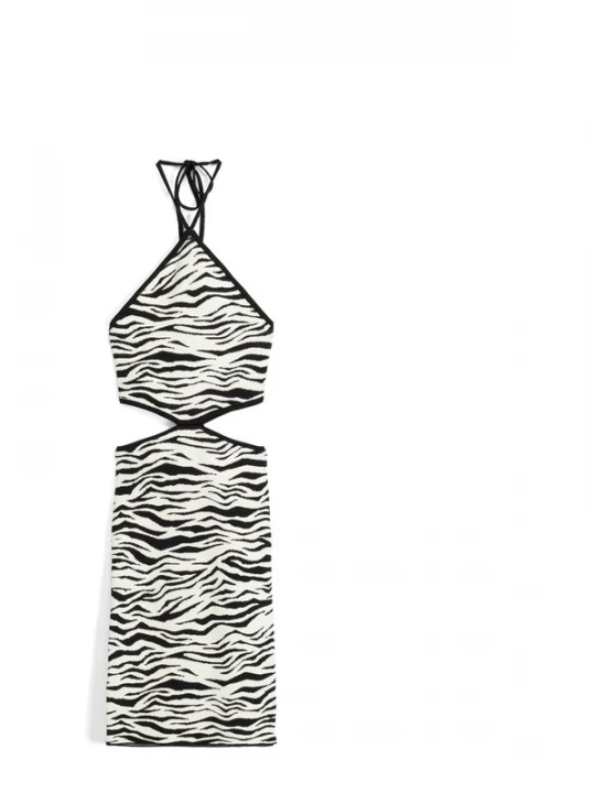 Obrázek produktu Bershka Úpletové šaty černá / bílá
