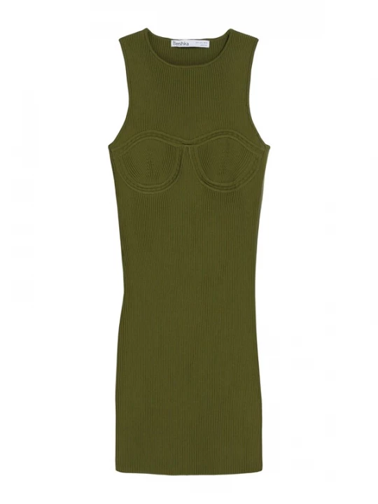 Obrázek produktu Bershka Úpletové šaty khaki