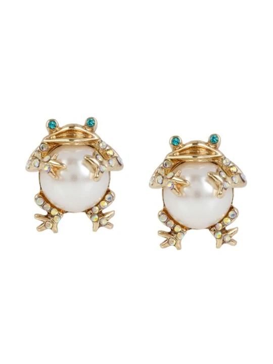 Obrázek produktu Betsey Johnson Náušnice 'Pearl Frog' zlatá / perlově bílá