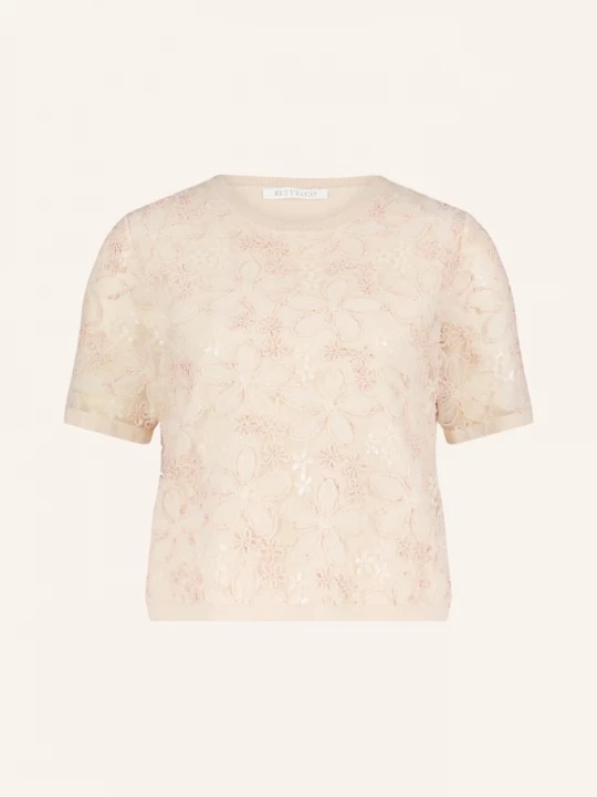 Obrázek produktu Betty&Co Pletené Tričko Z Kombinace Materiálů S Flitry béžová / růžová Betty & Co