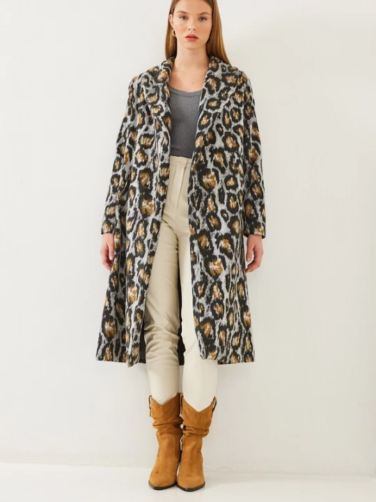 Obrázek produktu Bianco Lucci Přechodný kabát 'Coat' mokka / šedá / černá