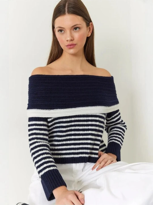 Obrázek produktu Bianco Lucci Svetr 'Pullover' modrá / bílá