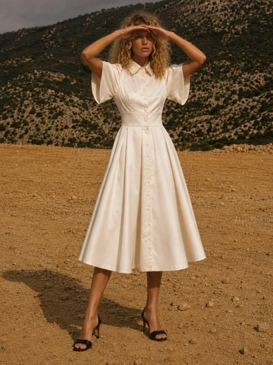 Obrázek produktu BIBI SAKALIEVA Šaty 'Off-White Satin Backless Midi Dress' offwhite