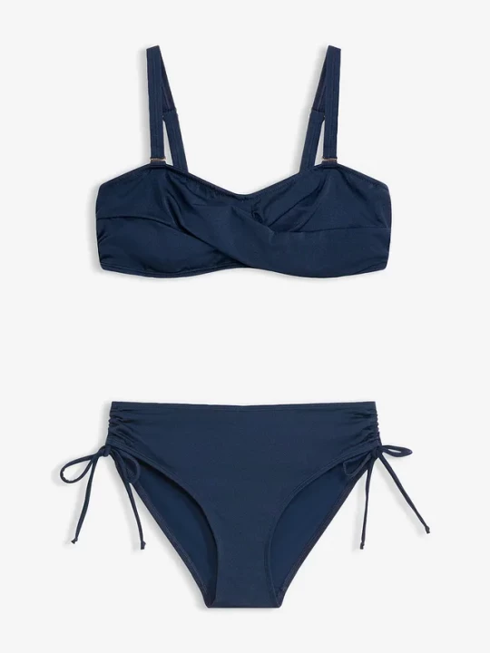 Obrázek produktu Bikini balkonetka (2 części) z połyskującego materiału BonPrix niebieski
