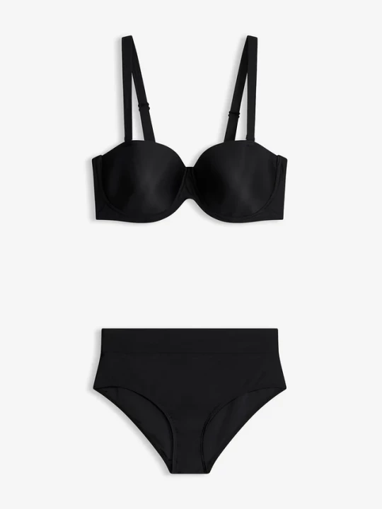 Obrázek produktu Bikini balkonetka z szybkoschnącego materiału (2 części) BonPrix czarny