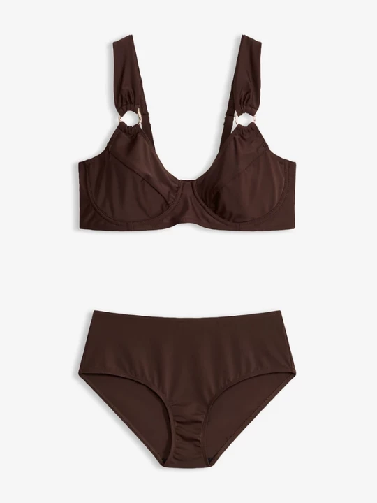 Obrázek produktu Bikini minimizer na szerokich ramiączkach (komplet 2-cz.) BonPrix brązowy