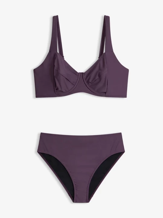 Obrázek produktu Bikini minimizer z figami z wysokim stanem lekko modelującymi sylwetkę (komplet 2-cz.) BonPrix fioletowy