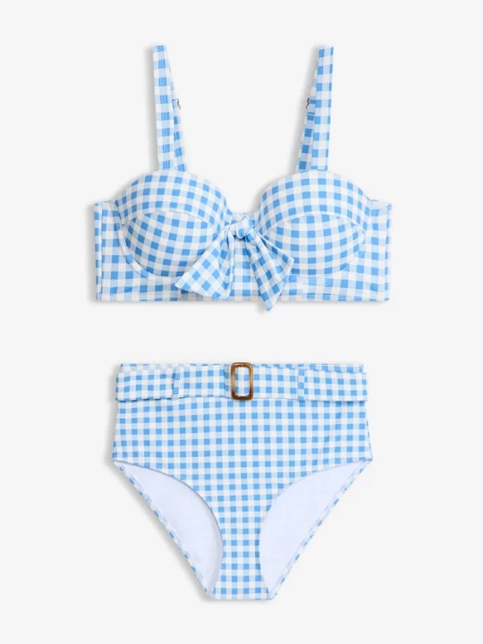 Obrázek produktu Bikini na fiszbinach + figi bikini z wysokim stanem (komplet 2-cz.) BonPrix niebieski