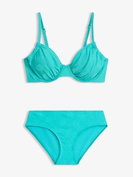 Obrázek produktu Bikini na fiszbinach z tkaniny strukturalnej (2 części) BonPrix niebieski