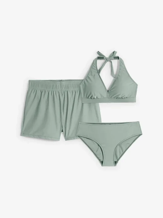 Obrázek produktu Bikini + szorty kąpielowe (3 części) BonPrix szary