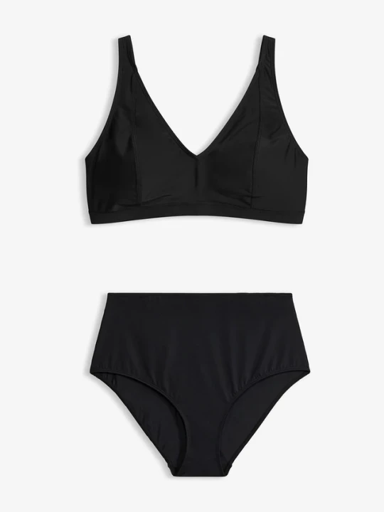 Obrázek produktu Bikini z dekoltem w serek (komplet 2-cz.) BonPrix czarny