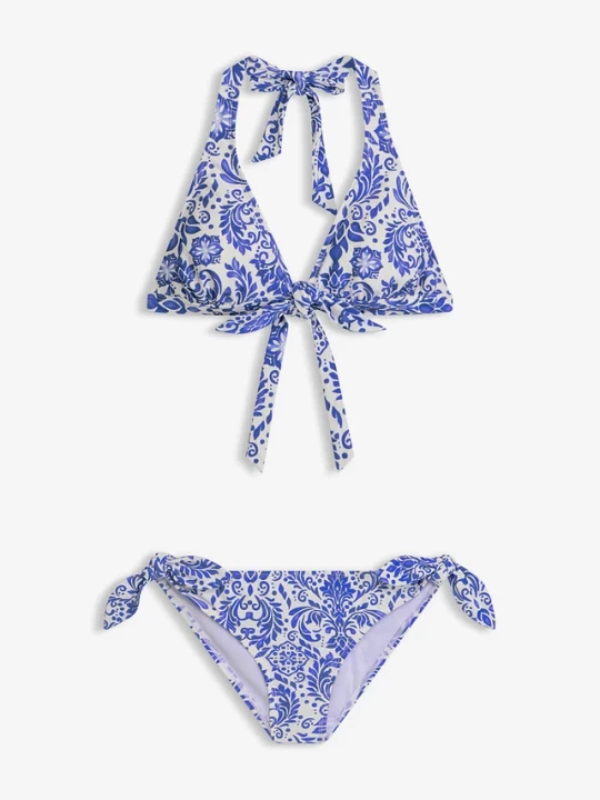 Obrázek produktu Bikini z ramiączkami łączonymi na szyi (komp. 2-cz.) BonPrix biały