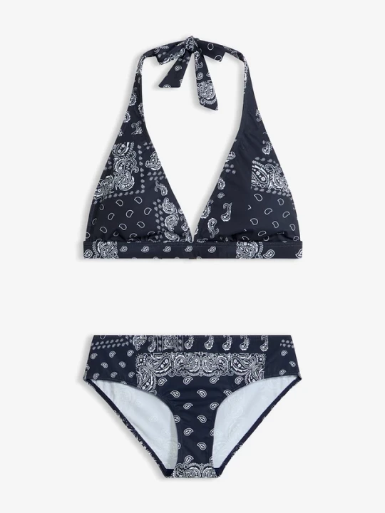 Obrázek produktu Bikini z ramiączkami wiązanymi na szyi (komplet 2-cz.) BonPrix niebieski
