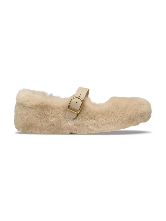 Obrázek produktu Birkenstock baleríny kožené Santa Clarita Shearling béžová
