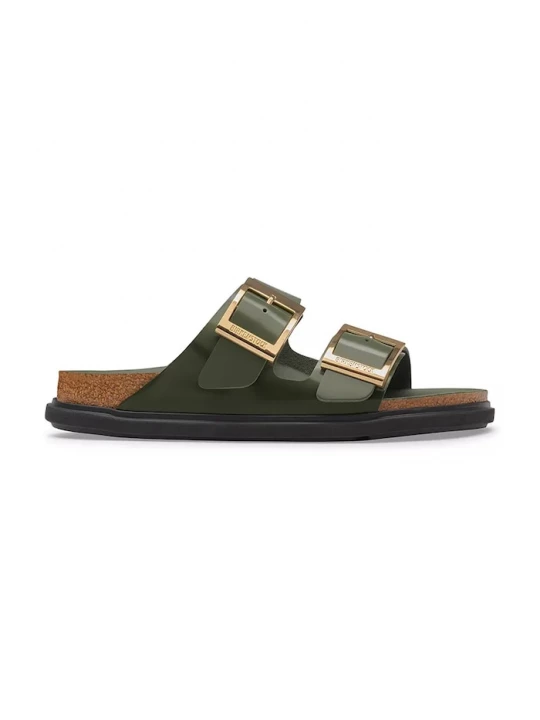 Obrázek produktu Birkenstock pantofle dámské kožené Arizona Droplet Buckle Natural Leather Patent zelená