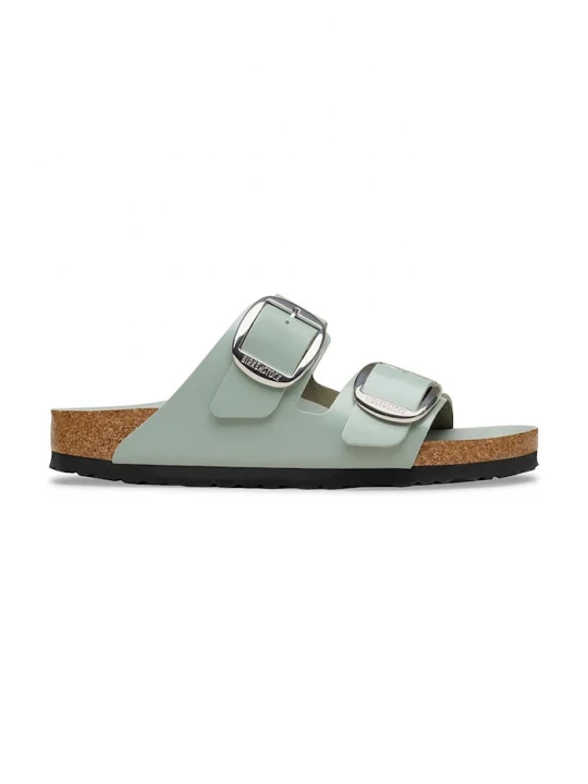 Obrázek produktu Birkenstock pantofle na plochém podpatku dámské kožené Arizona Big Buckle zelená