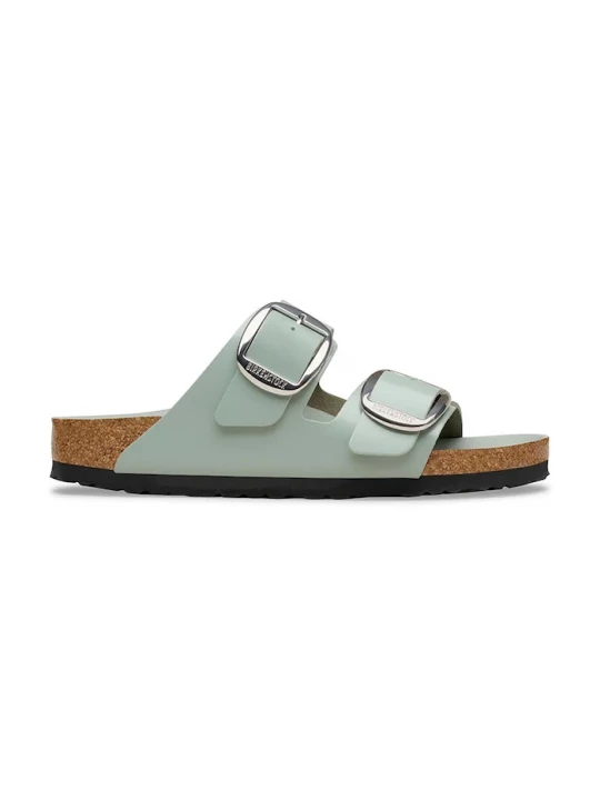 Obrázek produktu Birkenstock pantofle na plochém podpatku dámské kožené Arizona Big Buckle zelená