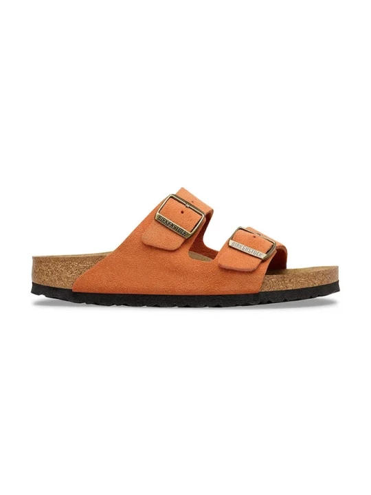 Obrázek produktu Birkenstock pantofle na plochém podpatku dámské semišové Arizona oranžová