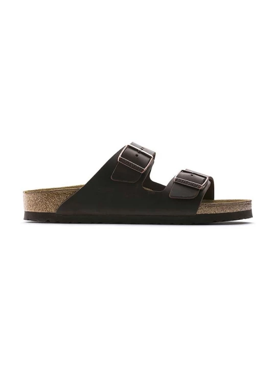 Obrázek produktu Birkenstock pantofle na plochém podpatku kožené Arizona hnědá