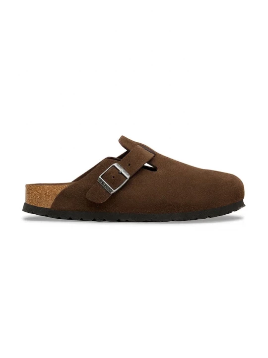 Obrázek produktu Birkenstock pantofle na plochém podpatku semišové Boston SFB LEVE hnědá