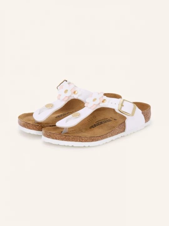 Obrázek produktu Birkenstock Prstové Sandály Gizeh Flowers S Cvočky bílá / zlatá / růžová