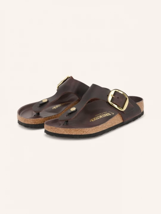 Obrázek produktu Birkenstock Žabky Na Podpatku Gizeh Big Buckle tmavě hnědá / zlatá