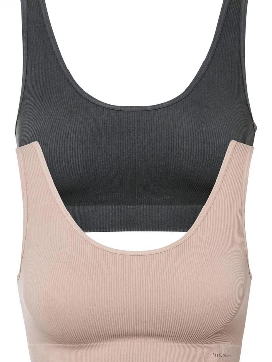 Obrázek produktu Biustonosz bezszwowy bustier Feel Comfort w prążek (2 szt.) BonPrix szary